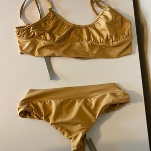 Gooseberry high waisted thong bikini in caramel